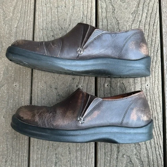 SOLD Birkenstock Footprints Brown Leather Slip On Clogs 39 US 8.5 Comfort Shoes - Picture 3 of 10